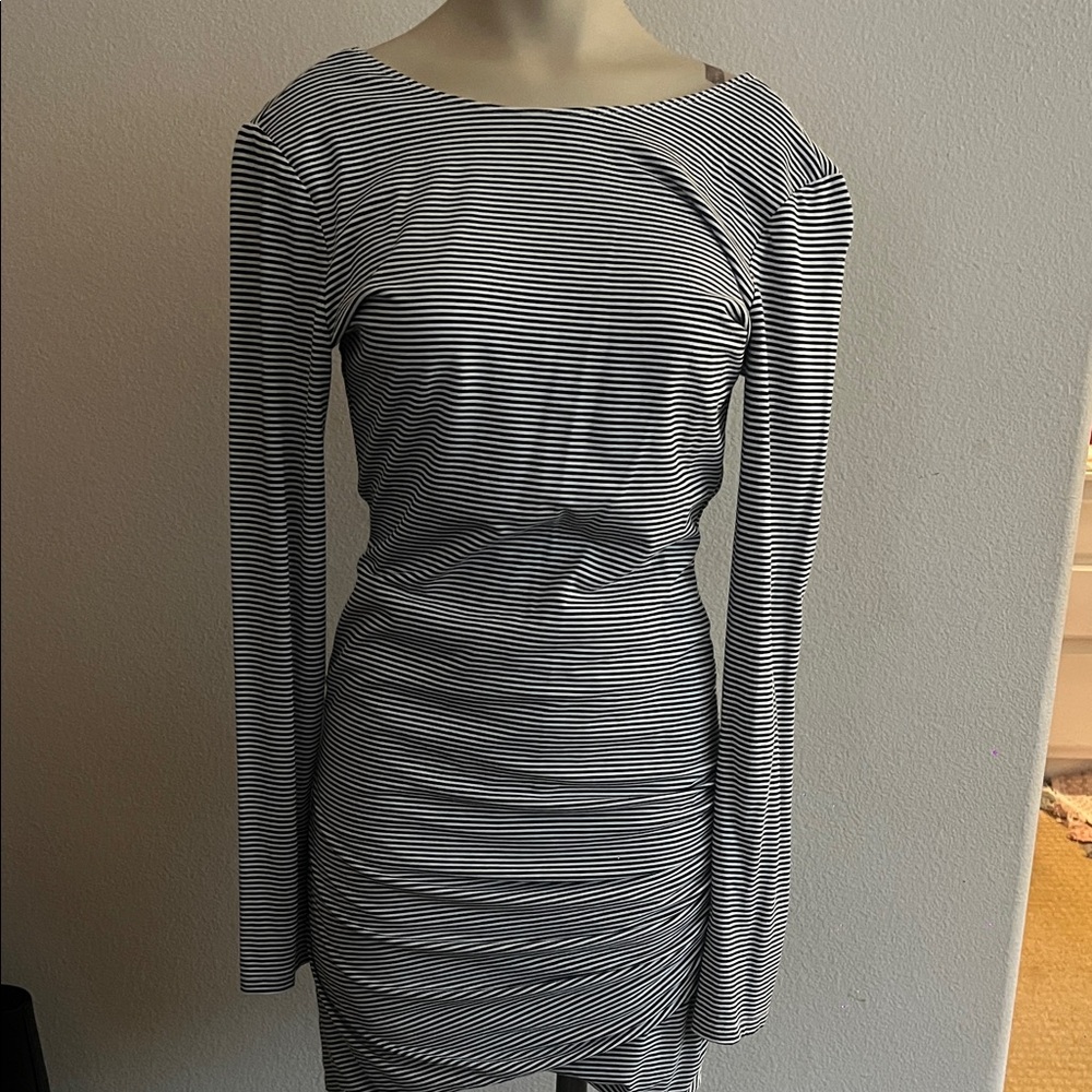 Striped Black and White Long Sleeve Dress